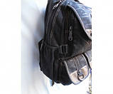 Рюкзак чорний із джинсової тканини з трьома кишенями, фото 4