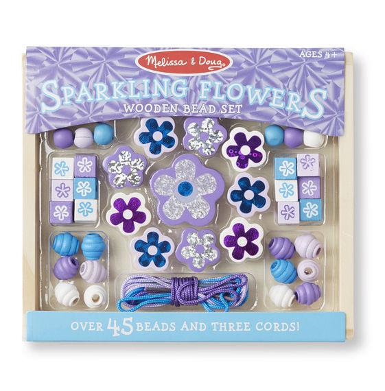 Набір намистинок "Ігристі квіти" / Sparkling Flowers (45 дерев'яних намистин, 3 разноцв. шнурочки) ТМ Melіssa & Doug MD19494