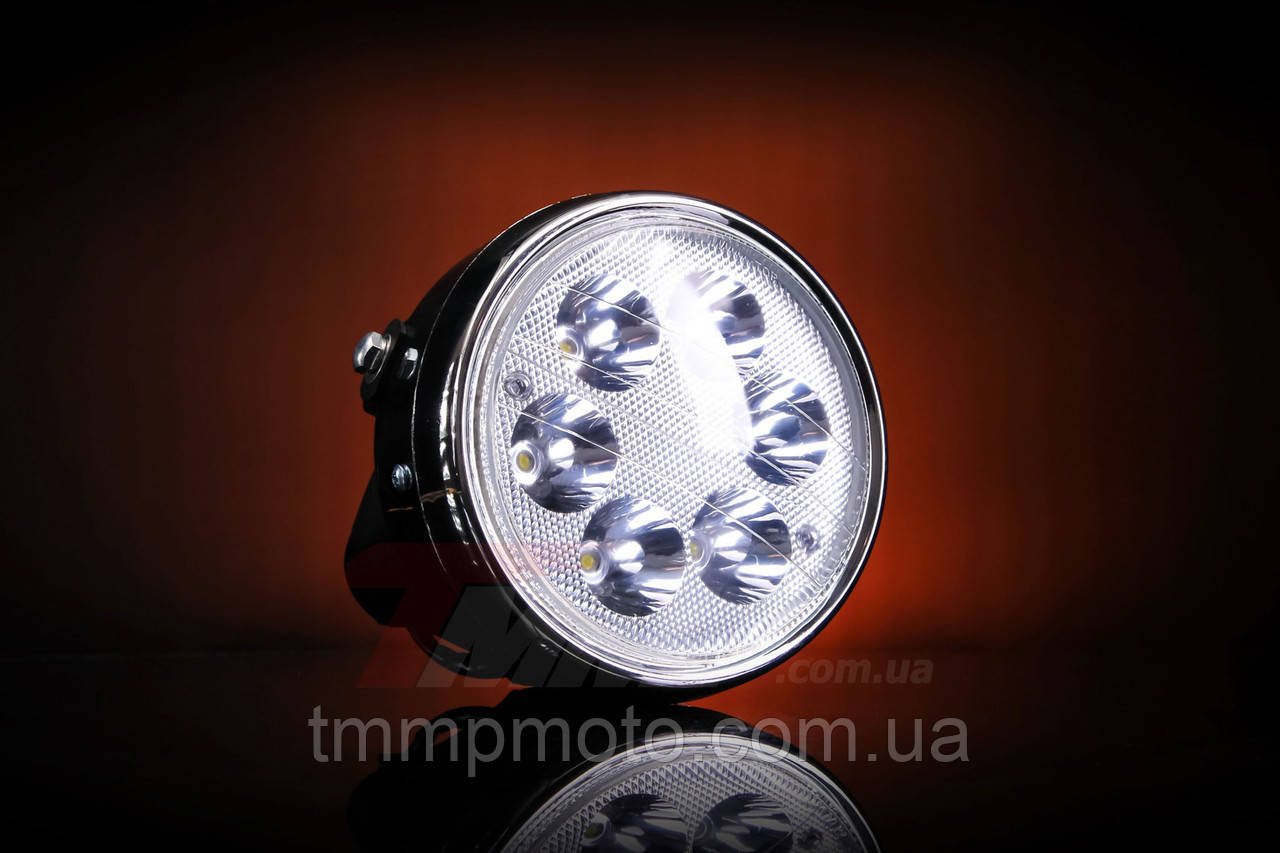 Фара Дельта круглая хром LED-6 ( светодиодная 6 диодов 18W ) 16104668 - фото 2 - id-p170506698