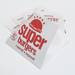 Куточок білий для бургерів малюнок Super Burgers 500шт