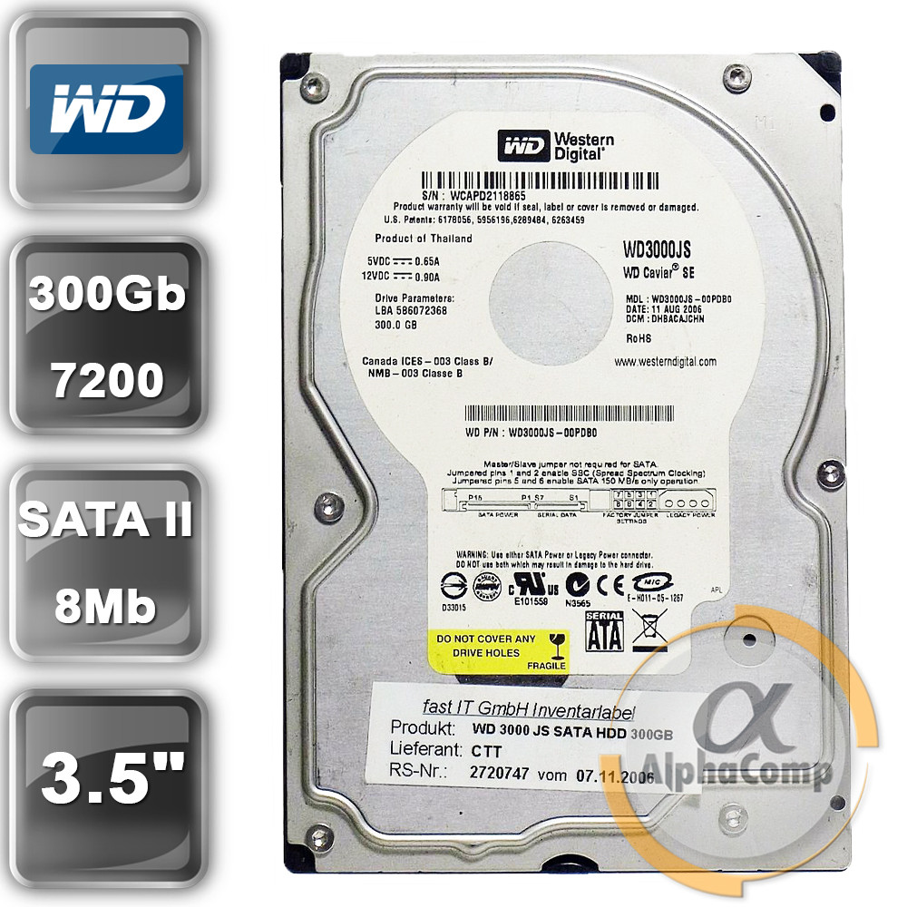 Жорсткий диск 3.5" 300 Gb WD WD3000JS (8Mb/7200/SATAII) REF