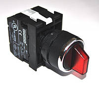 Перемикач 2-0-1 з фіксацією з блок-контактом підсвічування без лампи (1НО) червоний B131SL30K