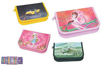 Пенал TIGER Dyna Juniors (1 відділення, 2 клапани, з наповненням, тканина з рис.)