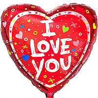 Фольгована повітряна кулька серце " I Love you " яскраве