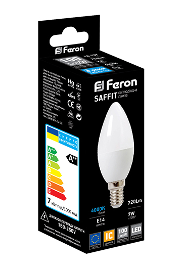 Світлодіодна лампочка E14 свічка 7W Feron LB-197 2700K, фото 1