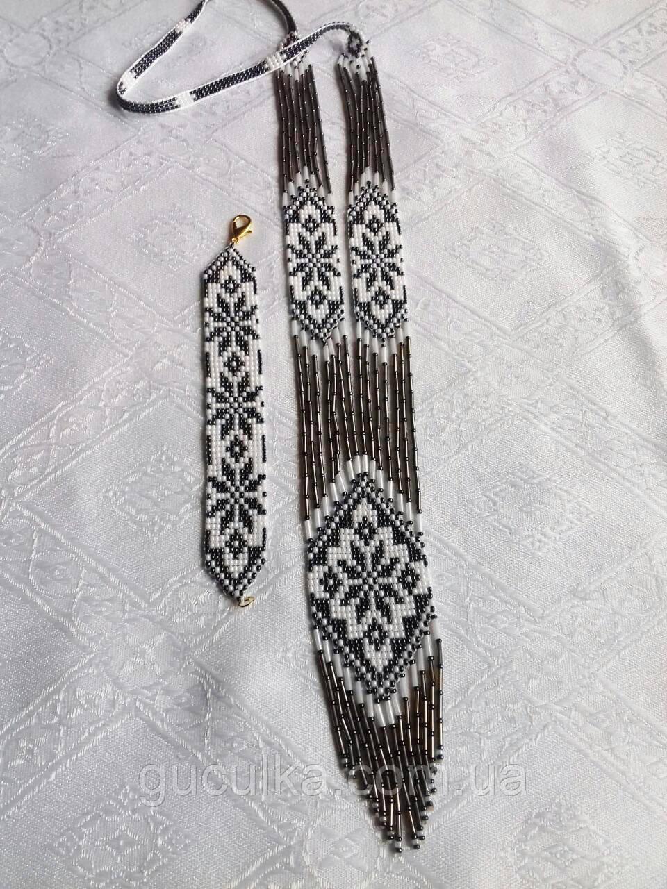 Комплект гердан та браслет з бісеру 2в1 ручна робота, фото 1
