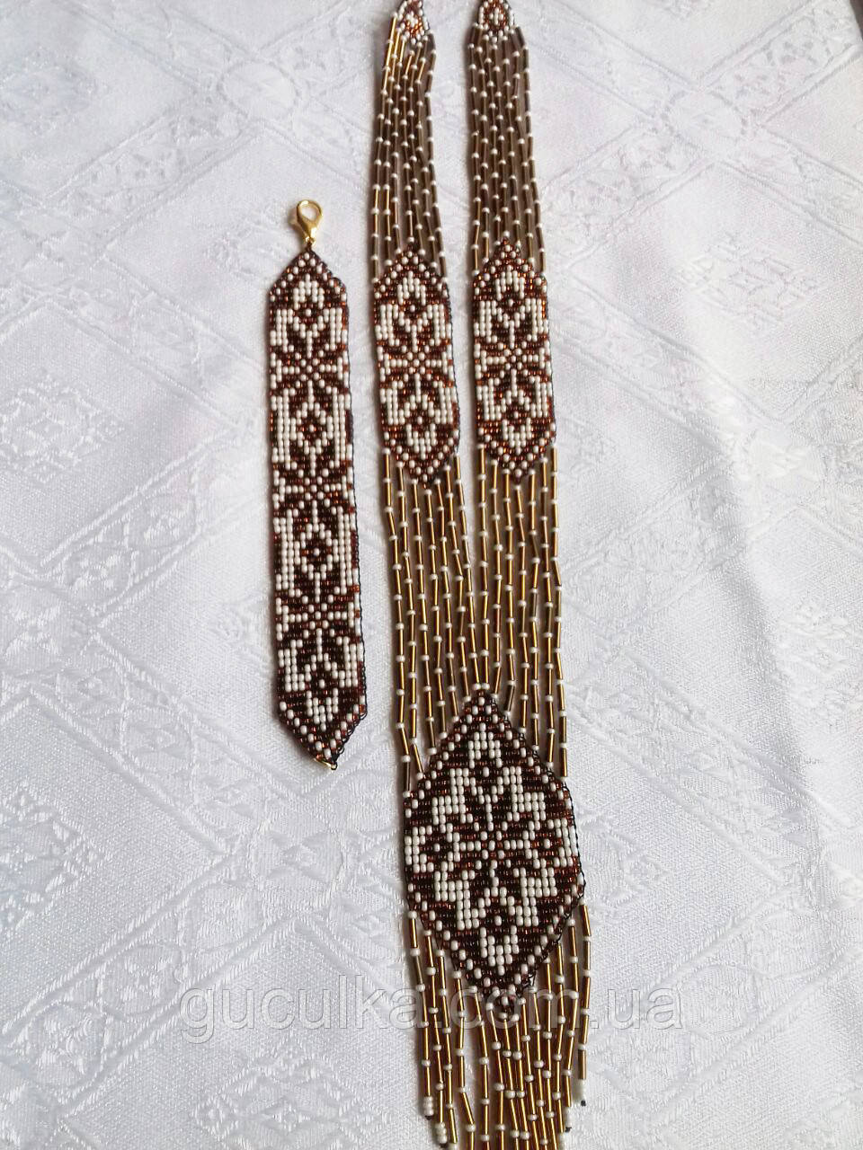 Намисто гердан та браслет з бісеру 2в1 ручна робота, фото 1