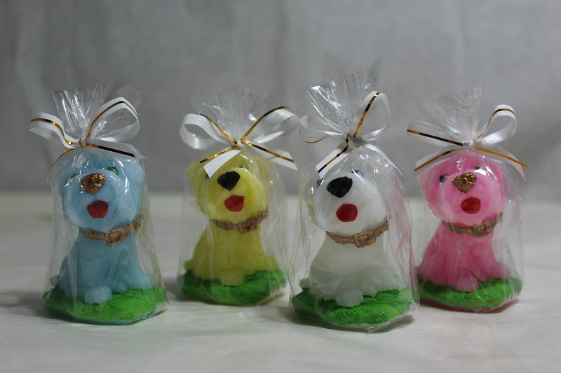 Свічка Собака Золотий нашийник/ Набір 4шт / Свічка Собака Золотий нашийник/ Набір 4шт 6x4 см, фото 1