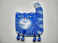 Керамічне настінне панно "Кіт Декоративний" (блакитний)