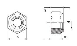 Схема габаритних розмірів гайки DIN 985