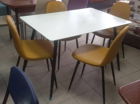 Стіл обідній Floro каркас Чорний метал, МДФ Білий 120x80 (Signal ТМ), фото 2