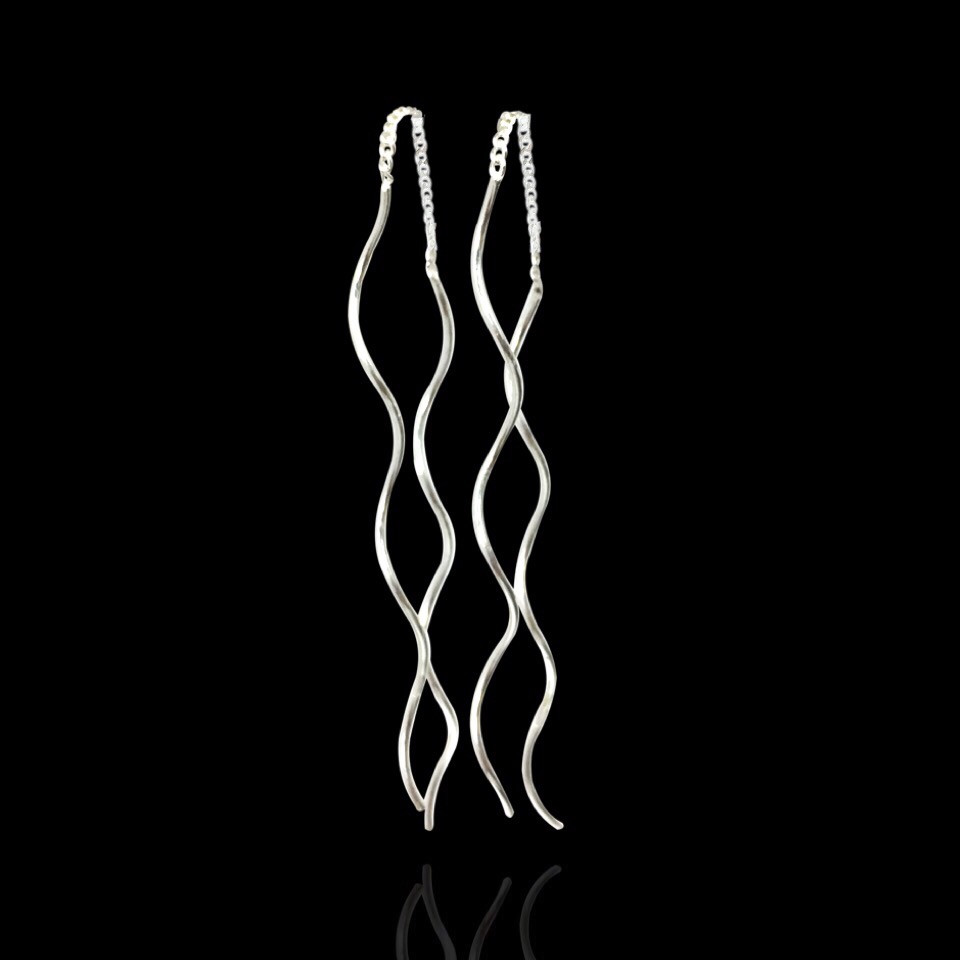 Срібні сережки-протяжки спіральні