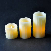 Комплект 3 свічок декоративних Mica Decorations колір — кремово-жовтий