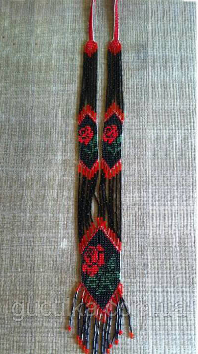 Гердан чорний з червоним "Троянда" ручної роботи, фото 1