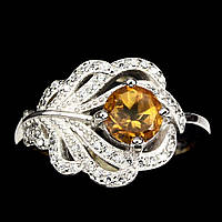 Срібне кільце з цитрином "Павлінє перо", розмір 17