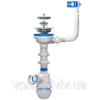 Сифон для мийки (велика горловина) з переливом А-4007 (1 1/2"х40/50)