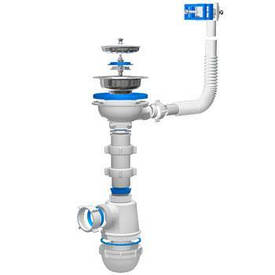 Сифон для мийки (велика горловина) з переливом А-4007 (1 1/2"х40/50)