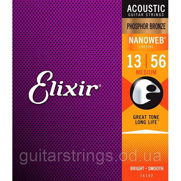 Струни Elixir 16102 Nanoweb Phosphor Bronze Medium 13-56