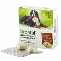Дронтал Плюс XL (Drontal plus XL) Антигельмінтик зі смаком м'яса для собак 1 таблетка