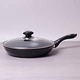 Сковорода Kamille 28 см із керамічним покриттям "мармур" і кришкою, фото 2