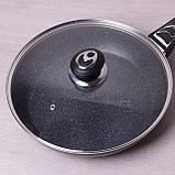 Сковорода Kamille 28 см із керамічним покриттям "мармур" і кришкою, фото 3