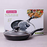 Сковорода Kamille 28 см із керамічним покриттям "мармур" і кришкою, фото 7