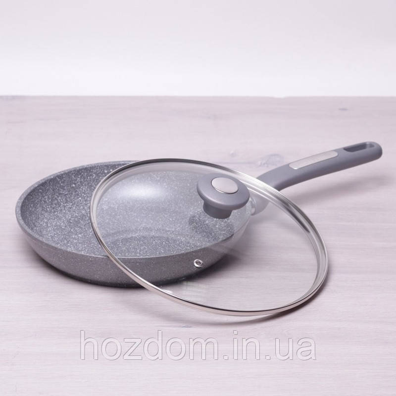  Сковорода з антипригарним гранітним покриттям і кришкою 22 см Kamille 4270GR 