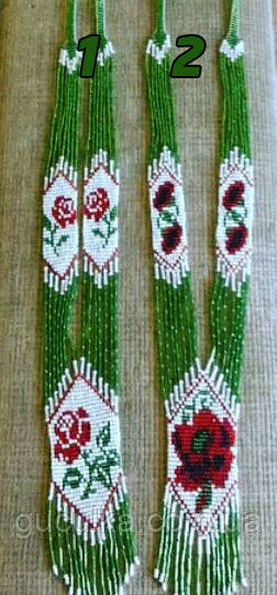 Гердан салатовий з червоним "Троянда" ручної роботи, фото 1