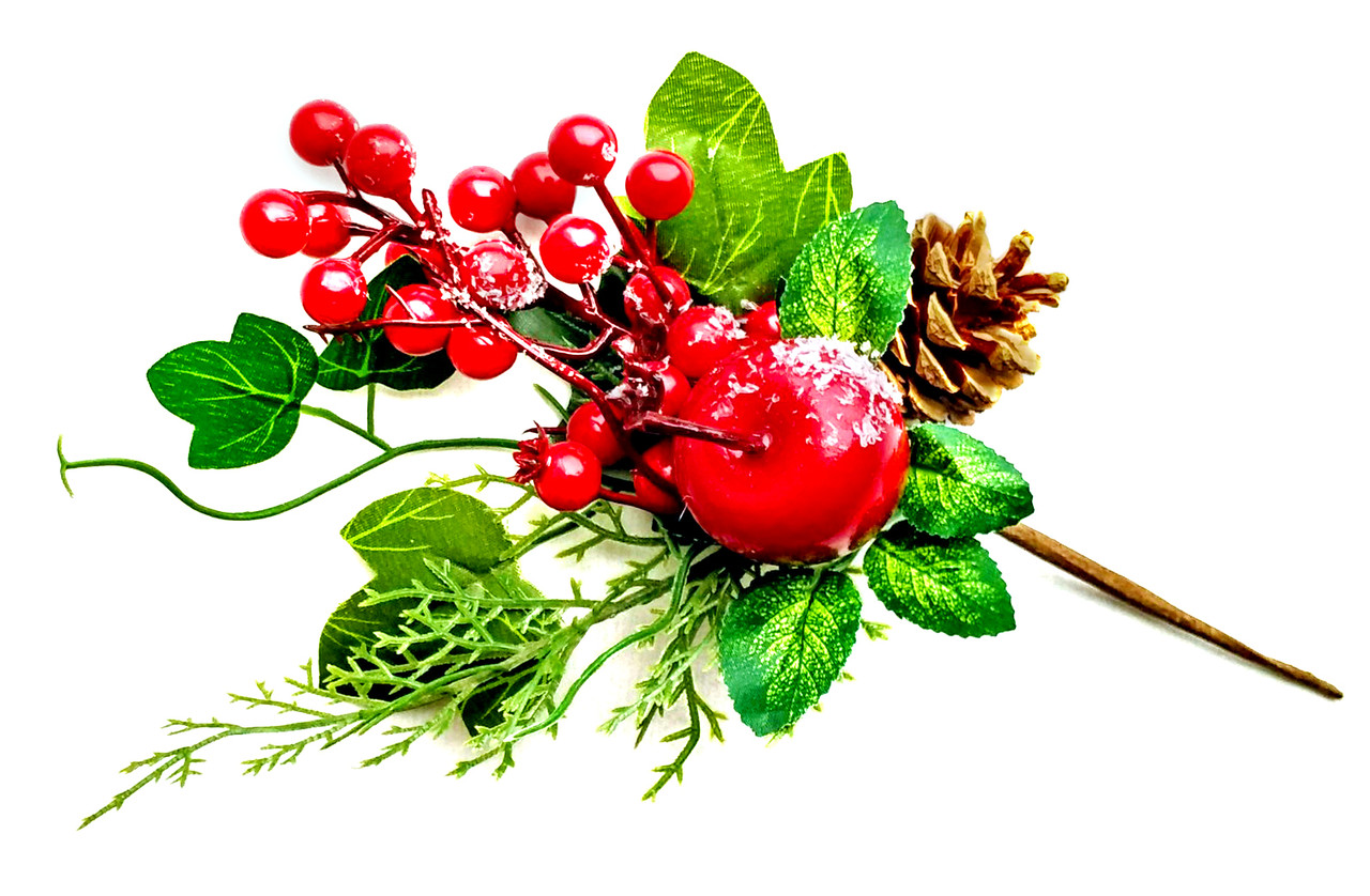 Гілка з ягодою і шишками (Новий рік) 30 см