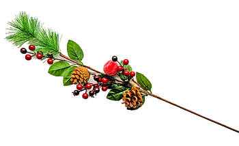 Гілка з ягодою і шишками (Новий рік) 70 см