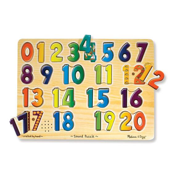 Дерев'яна розвивальна іграшка Звуковий пазл "Цифри"/Numbers Sound Puzzle — 21 Pieces ТМ Melissa&Doug MD339
