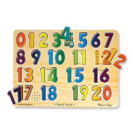 Дерев'яна розвивальна іграшка Звуковий пазл "Цифри"/Numbers Sound Puzzle — 21 Pieces ТМ Melissa&Doug MD339