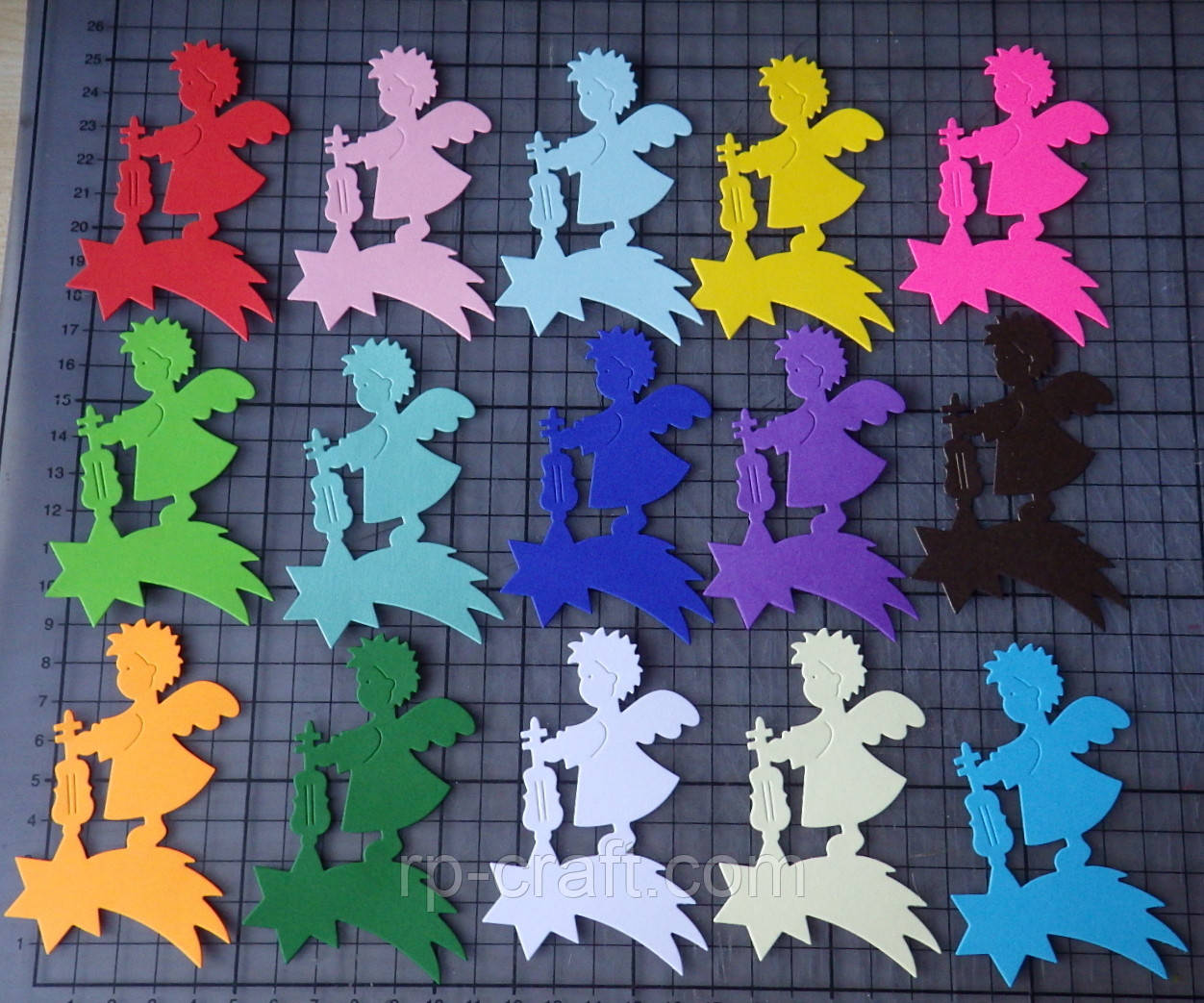 Вирубка з картону.  Ангел зі скрипкою 58х80 мм, фото 1