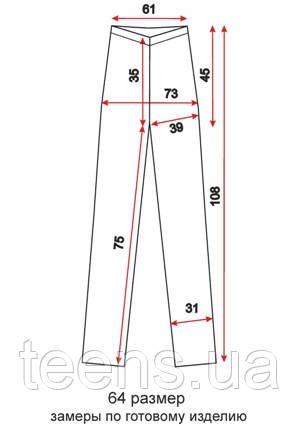 Классические брюки на резинке для женщин - 64 размер - чертеж