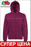 Толстовка бордова чоловіча худі на замку з капюшоном, щільна преміум Fruit of the loom,L, фото 3