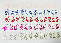 Наклейки-литье для дизайна ногтей (цвет на выбор:Фуксия,Синий,Красный,Серебро,Нежно розовый)
