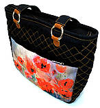 Джинсова сумочка саквояж маки акварель2, фото 2