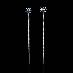 Срібні сережки-протяжки Павучки