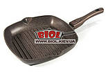 Сковорода-гриль 28х28см з антипригарним темно-коричневим покриттям і знімною ручкою "Гранит Браун" БІОЛ 28143P, фото 2