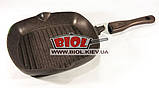 Сковорода-гриль 28х28см з антипригарним темно-коричневим покриттям і знімною ручкою "Гранит Браун" БІОЛ 28143P, фото 3