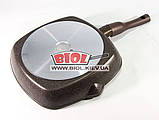 Сковорода-гриль 28х28см з антипригарним темно-коричневим покриттям і знімною ручкою "Гранит Браун" БІОЛ 28143P, фото 4