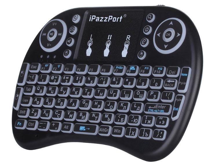 Бездротова міні-клавіатура з тачпадом і підсвічуванням W-Shark I8 - Black UKR