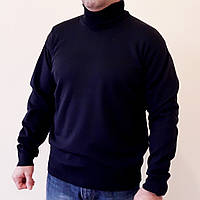 Чоловічий светр з високим горлом, шерсть 48-54р. темно-синій, Туреччина