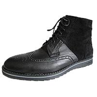 Чорні шкіряні і замшеві чоловічі зимові черевики-дезерты PAOLO GIANNI на хутрі (шерсть) 39-45