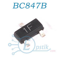 BC847B (1F) транзистор біполярний NPN 45В 100мА SOT23