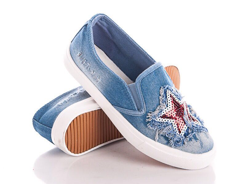 

Джинсовые мокасины женские с декором