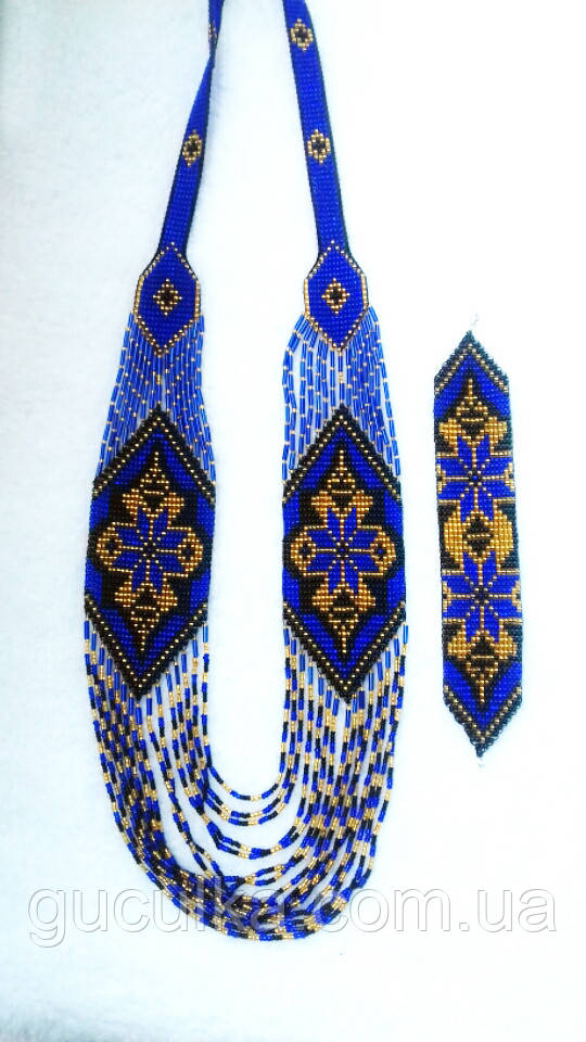 Набір гердан та браслет з бісеру 2в1 ручна робота, фото 1