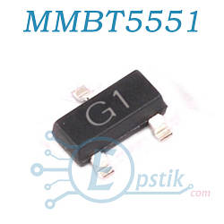 MMBT5551, (G1), транзистор біполярний NPN, 160В 600mA, SOT23