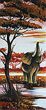 Савана з слонами на полотні висипана бурштином, фото 3