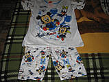 Комплект піжама на хлопчика футболка і бриджі білий з малюнком Міккі Маус розміри 12 і 16, фото 2